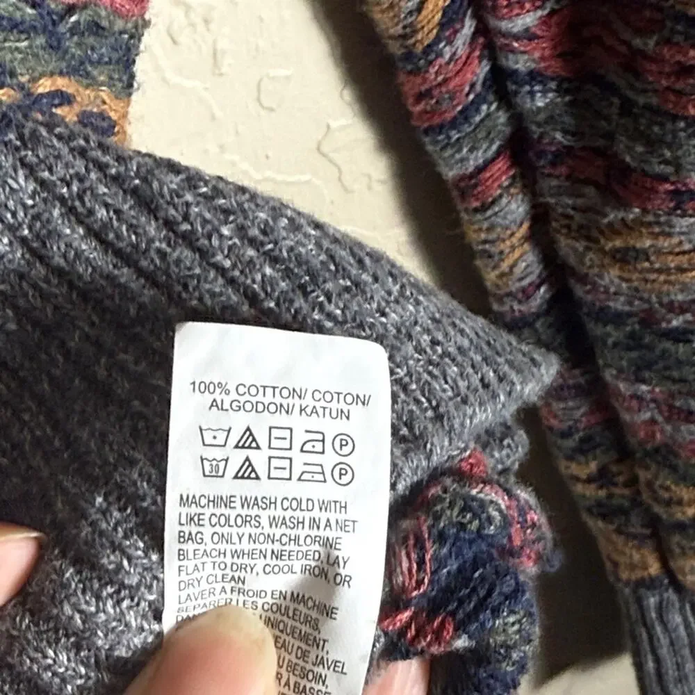 Vintage lucky brand men’s fair isle striped grandpa sweater size large